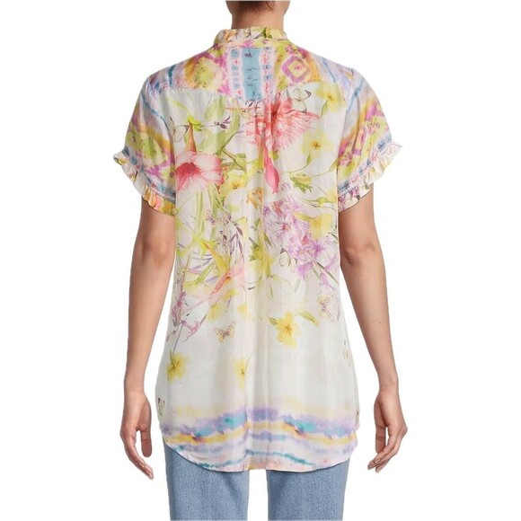 F. Johnny Was Silk 3X Top Multicolor Blouse High Neck NWT $280 - Picture 3 of 8